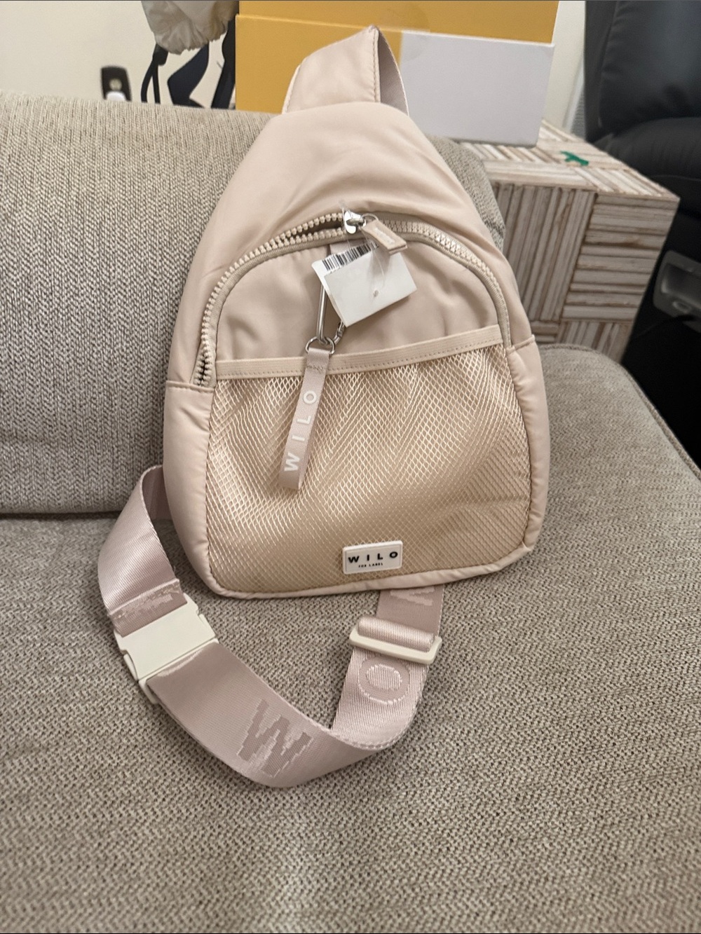Wilo -Beige Sling Backpack - Compact Crossbody Bag